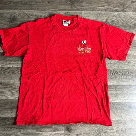 VTG Wisconsin‎ Badgers T Shirt Men's L Rose Bowl Back to Back Champions 2000 - Picture 1 of 9